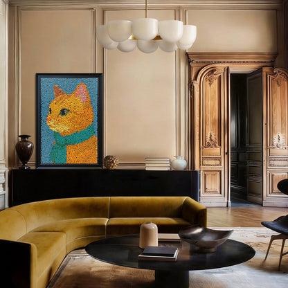 The Golden Duke textured wall art displayed in a stylish home interior