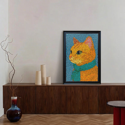 The Golden Duke button artwork featured as minimalist cat-inspired home decor