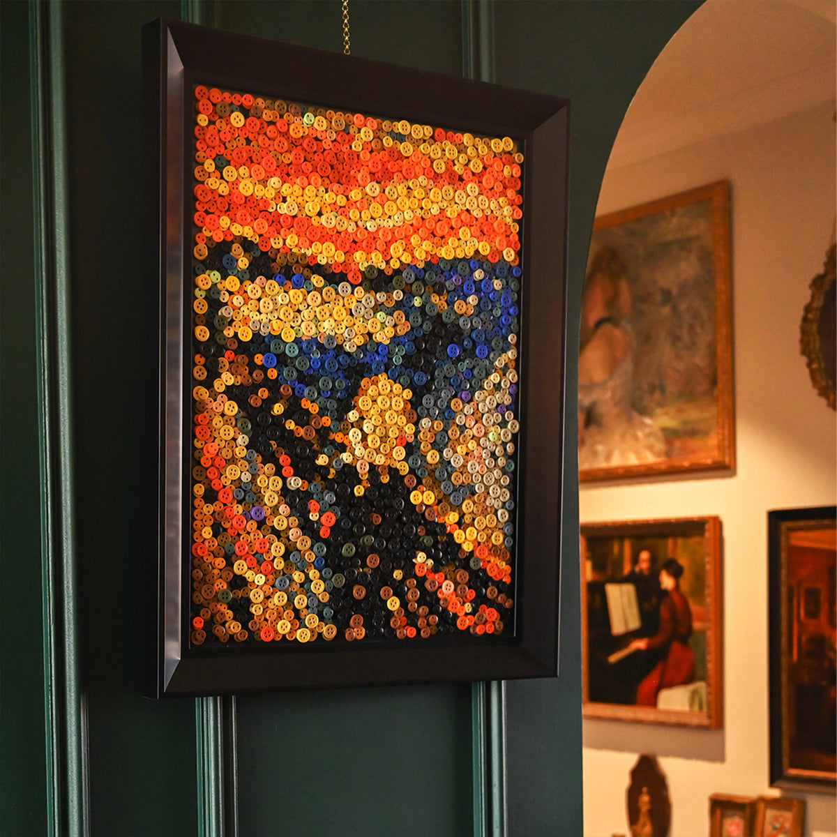 The Scream textured wall art displayed in a stylish modern home interior