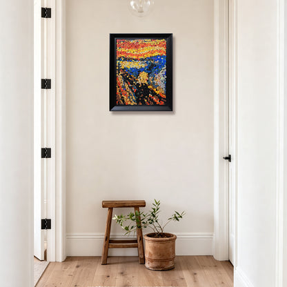 The Scream wall art adding a dramatic artistic touch to a room