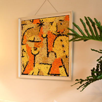The Signes en Jaune wall art adding a vibrant yellow artistic touch to a room