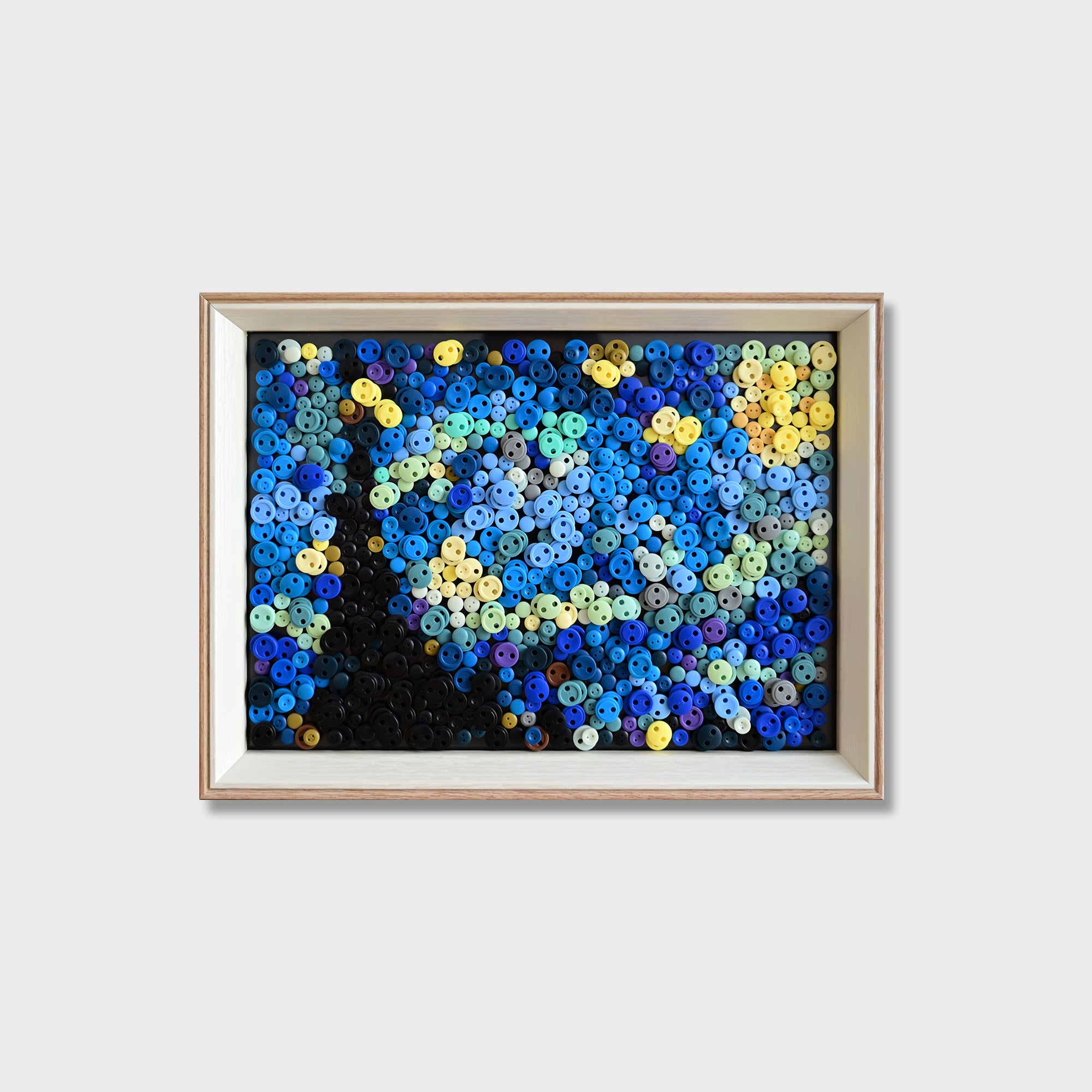 The Starry Night button art kit featuring a textured recreation inspired by Van Gogh's iconic night sky painting