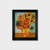 The Sunflower button art featuring a vibrant sunflower composition inspired by classic floral artwork