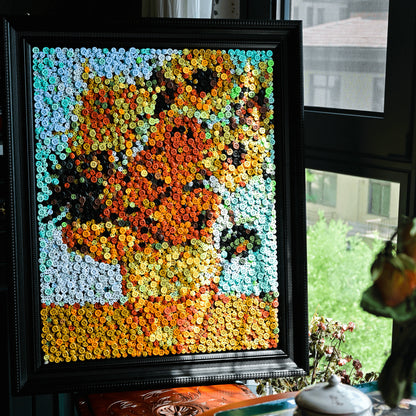 The Sunflower textured wall art displayed in a stylish home interior