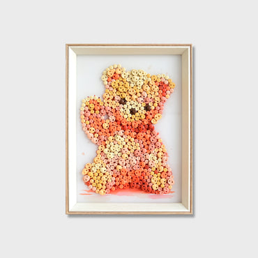 Valentine Bear button art kit featuring a cute pink bear designed for Valentine's Day