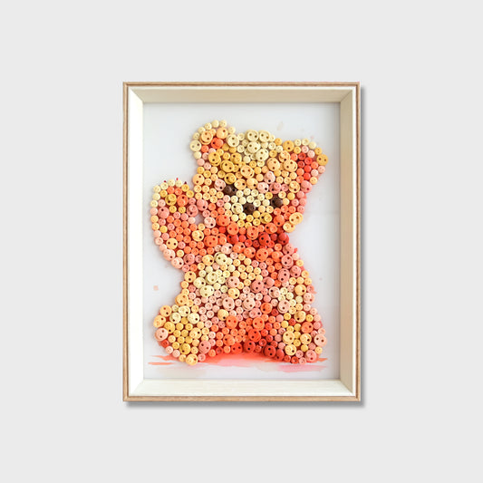Valentine Bear button art kit featuring a cute pink bear designed for Valentine's Day