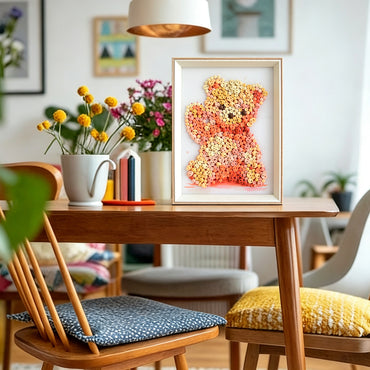 Valentine Bear textured wall art displayed in a warm home interior for Valentine's Day