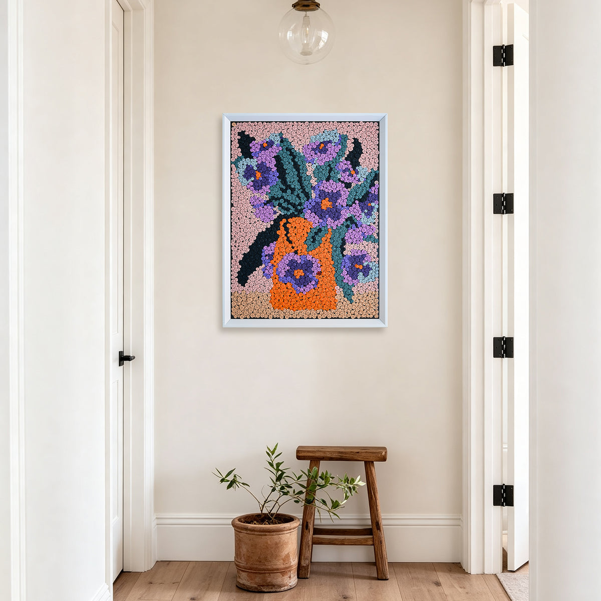 Whispers of Spring textured wall art displayed in a stylish home interior