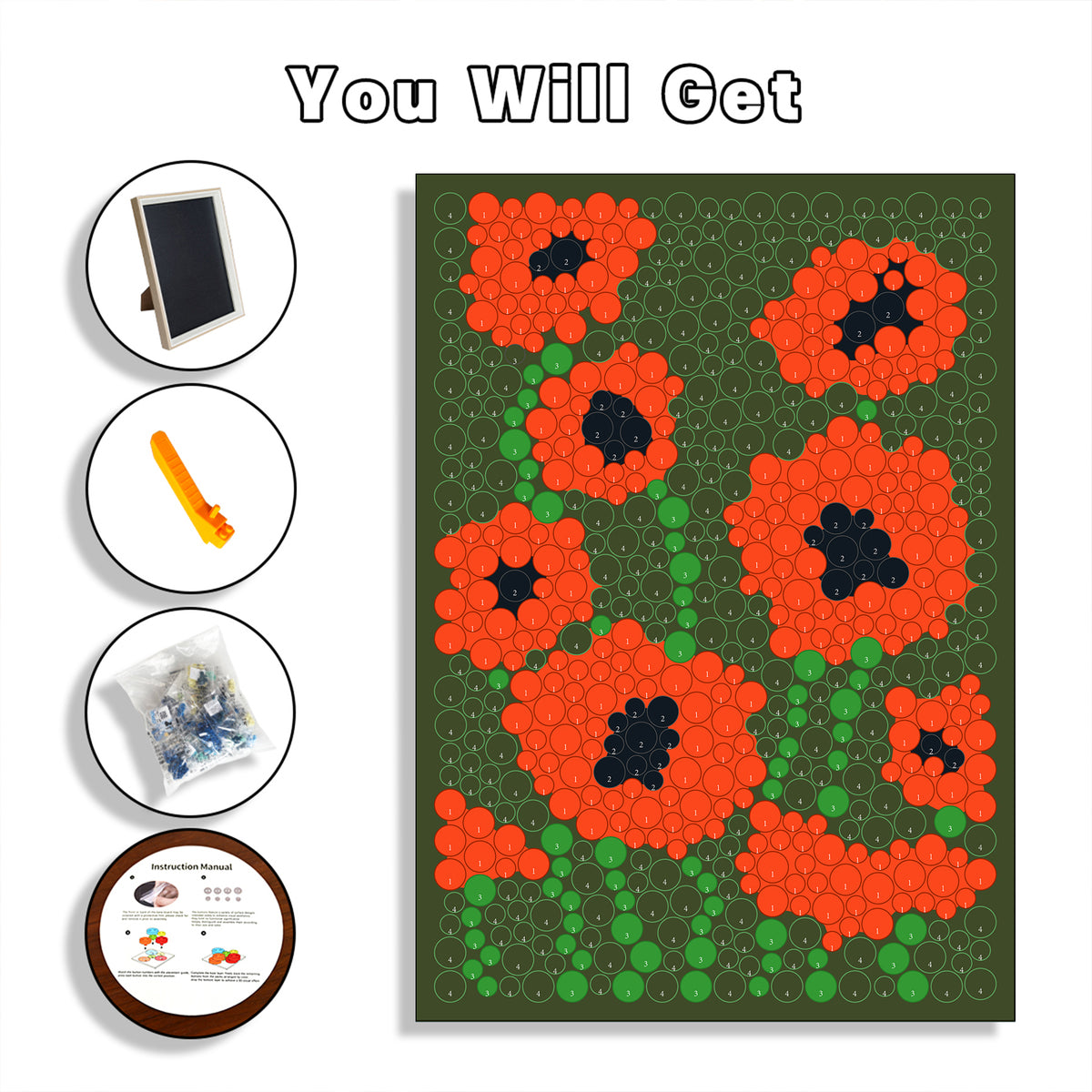 Wild Passion Button Art artwork featuring a textured button mosaic design