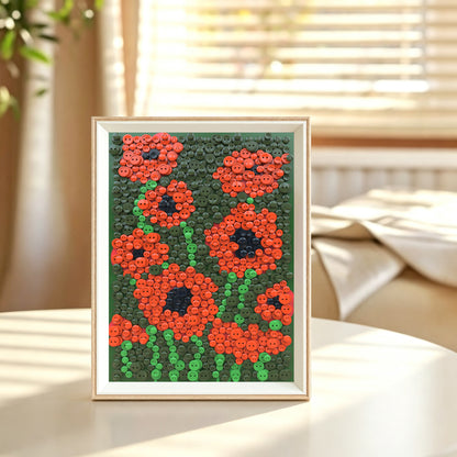 Wild Passion Button Art adding artistic texture and personality to a living space